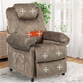 Pushback Massage Recliner Chair with Heat Fabric Heated Small Massaging Reclining Chair Single Sofa for Adults Overstuffed Push Back Manual Recliner for Living RoomBrown