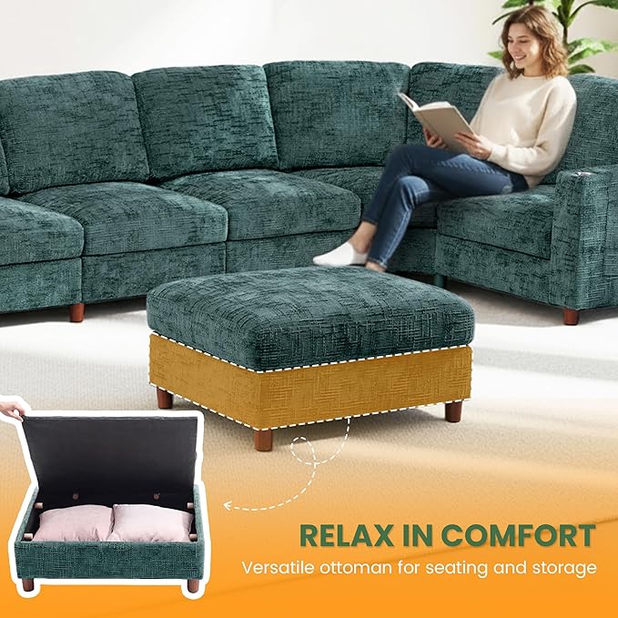 159 Inch Oversized Modular Sectional Sofa with Curved Corner Convertible U/L-Shaped Cloud Couch with Moveable SeatStorage OttomanCupholders Living Room Chenille Fabric Sofa | Breathable material