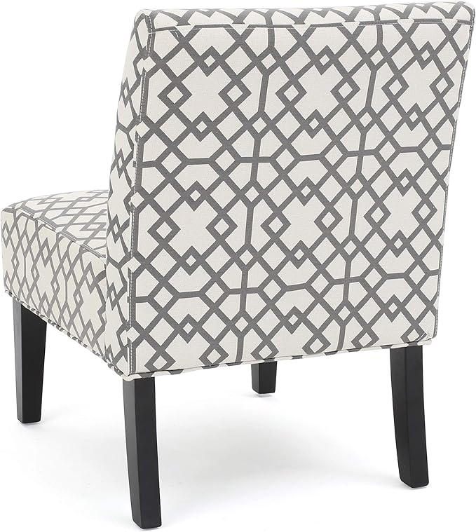 Christopher Knight Home Kassi Fabric Accent Chair Grey Geometric Patterned