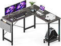L Shaped Desk Gaming Computer 50 Inch Corner Desks Work Table for Writing Study Student with Wood Tabletop Metal Frame CPU Stand Side Bag for Home Office Small Place Grey