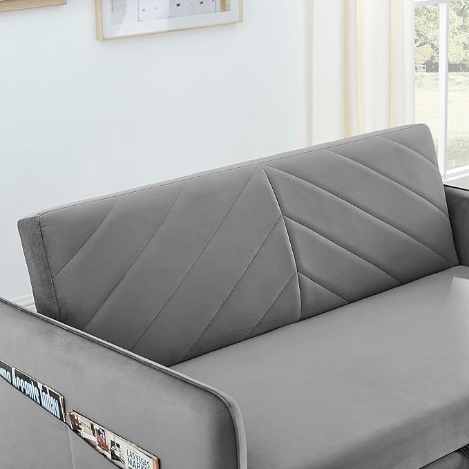 Goohome 2 in 1 Convertible Sofa Pull BedRecliner Futon Sofá Chair Loveseat Sleeper for Living RoomSmall Apartment C-Grey a