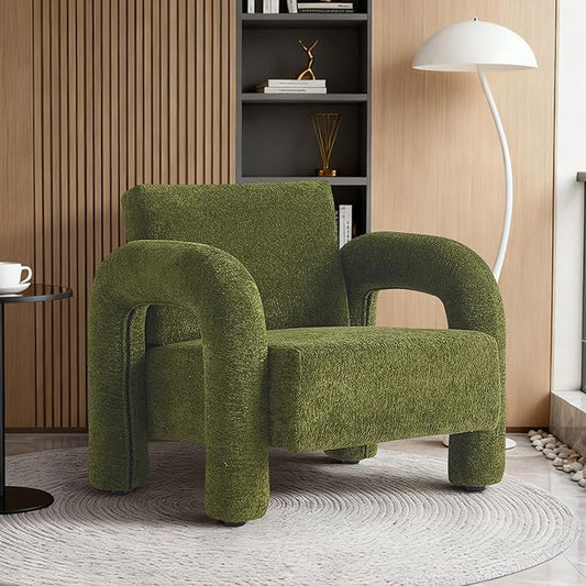 33.5 Modern Accent Chair Velvet Single Sofa for Living RoomComfy Arm Chair Leisure Armchair Single Sofa Chair with Curved Arm for Living Room ApartmentBedroomGreen