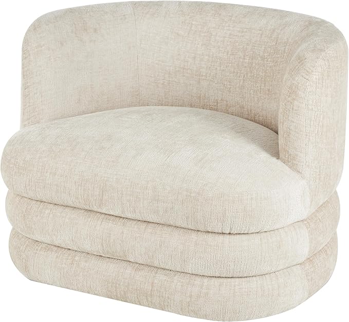 Deco 79 Polyester Living Room Accent Chair Arched Swivel Side Chair Corner Chair 36 x 29 x 29 Beige