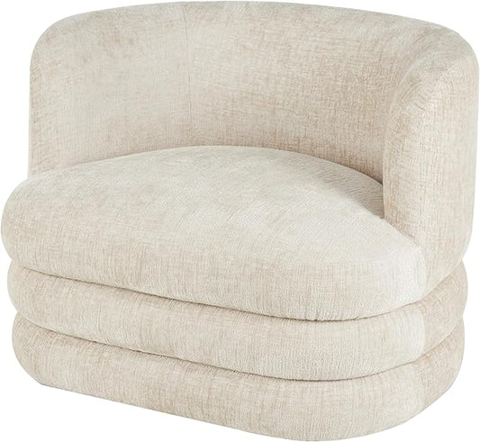 Deco 79 Polyester Living Room Accent Chair Arched Swivel Side Chair Corner Chair 36 x 29 x 29 Beige