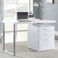 White 3-Drawer Reversible Office Desk