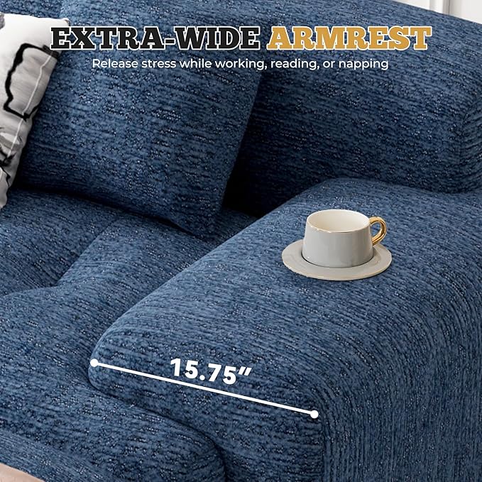 122 Modern L Shaped Modular Sectional Sofa Boneless Couches for Living Room with Ottoman4 Seater Convertible Chenille Cloud Couch Sofa Set No Assembly Required Blue 1 PCS