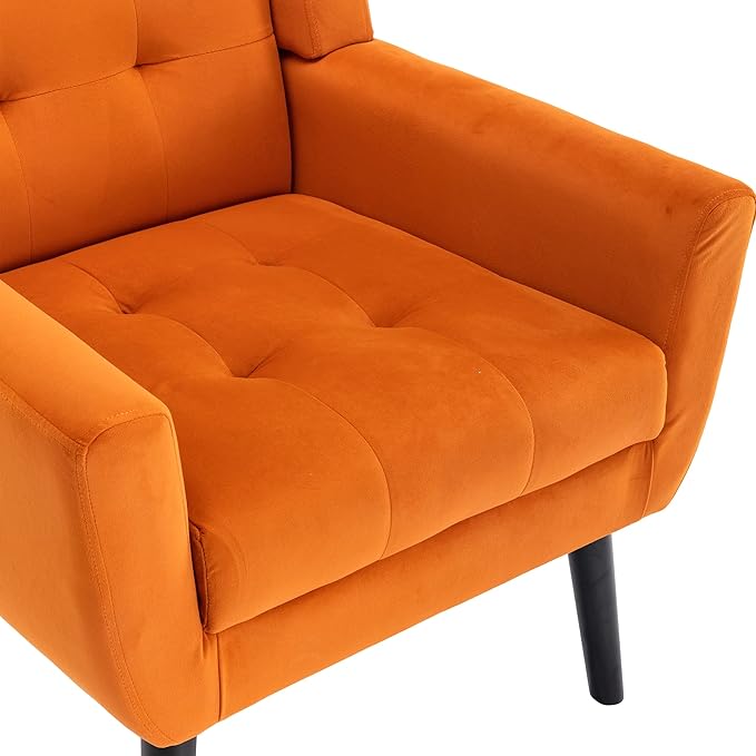 Modern Soft Velvet Material Ergonomics Accent Chair Living Room Chair Bedroom Chair Home Chair with Black Legs for Indoor Home