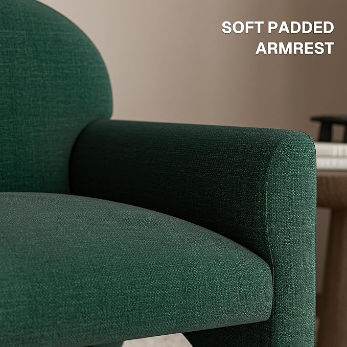 BELLEZE Modern Accent Chair Set of 2 Comfortable Upholstered Arched Design Armchair with Rubber Wood Legs for Living Room Bedroom Office - Green