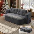 78.7'' Convertible Sleeper Sofa Corduroy Floor Foam Sofa Couch Love Seat Sleeper Bed Modern Folding Futon Couch Foldable Full Size Guest Bed with 2 Pillows and Blanket for Living Room (Dark Gray)