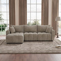 110 L Shaped Modern Boucle Sofa Modular Sectional Cloud Couch with Ottoman Tufted 4-Seat Deep Seat Sofa with Pillows for Living Room Bedroom and Apartment Light Brown