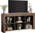 LITTLE TREE TV Stand with Storage 63-Inch Entertainment Center with Shelves Modern Media Console for Television up to 65 for Living Room Bedroom Brown + Black