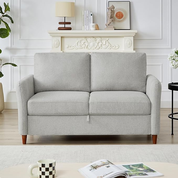 Loveseat Sofa56 Love Seat with Storage SpaceModern Small Couches for Small SpacesCozy Couch and Loveseat Sets for Living Room2 Seater Couch for Bedroom(Light Gray 56.5''-2seat)