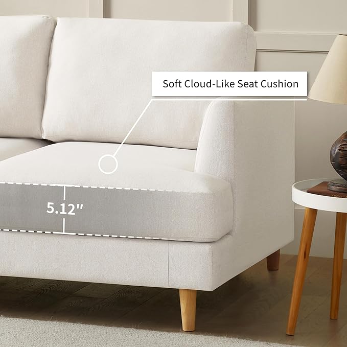 Loveseat Sofa 56 Small Couches for Small Spaces Mid Century Love Seat Couches for Living Room Upholstered 2-Seater Couch for Bedroom Apartment Beige