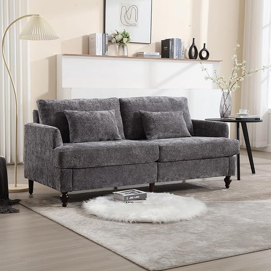 JOYBASE 70 inch Loveseat Sofa Mid-Century Modern Love Seat Couch with Wood Legs Upholstered Comfy Sofa for Living Room Apartment Office Bedroom (Grey Chenille)