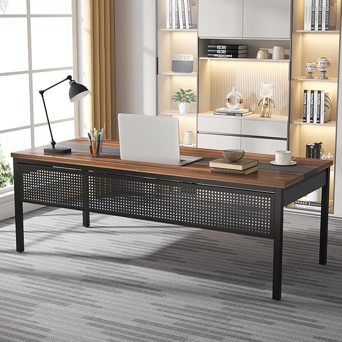Tribesigns 70.8-Inch Executive Desk Large Office Computer Desk Workstation Modern Simple Style Laptop Desk Study Writing Table Business Furniture for Home Office (Brown and Black)
