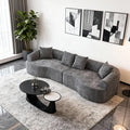 Curved Boneless Sofa Couches 4-Seat Tight Backrest Couch for Living Room Bedroom Boneless Cloud Sofa with 4 Pillows Floor Sofa in A Box No Assembly Required