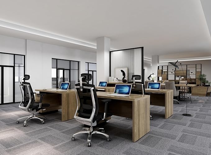 Modern Executive Desk with Lateral File Cabinet Sleek Office Stand Up Desk for Home Office Computer Desks Drawers Workstation Walnut