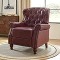 HULALA HOME Genuine Leather Recliner Chair with Solid Wood Feet Modern Adjustable Tufted Push Back Arm Chair w/Rivet Decoration Home Theater Seating Single Reclining Sofa for Living Room Burgundy