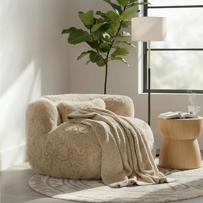 CHITA Compact Expandable Lounge Chair with Pillow Ideal for Living Room Sand
