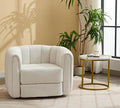Swivel Accent Chair for Livingroom Teddy Fabric 360 Degree Round Swivel Barrel Armchair Wide Upholstered for Living Room Bedroom Reading Waitingroom (White Teddy)