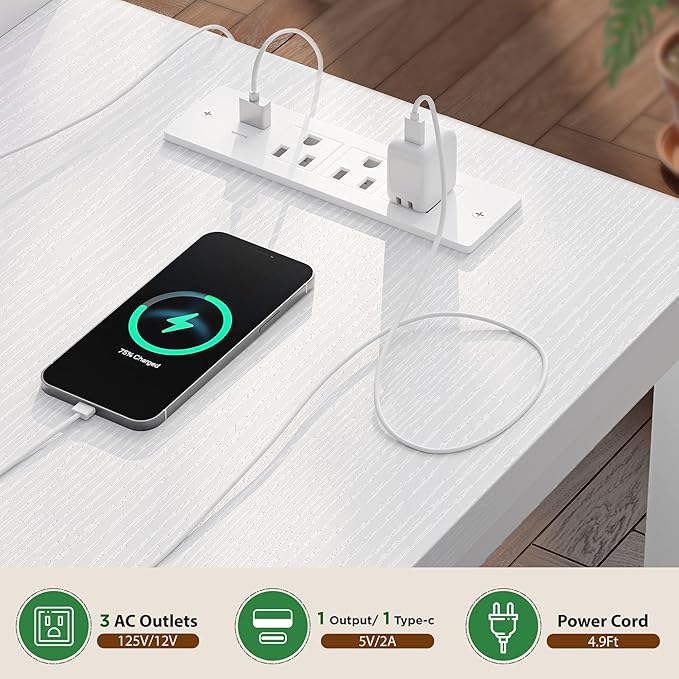 EnHomee L Shaped Gaming Desk with 3 Drawers &amp Power Outlet 40Inch White Computer Desk with LED Lights Reversible Office Desk with Monitor Stand for GamingStudy RoomHome OfficeBedroomWhite