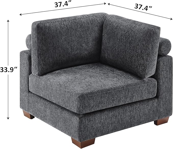 VANOMi 37.4 Upholstered Square Module for Modular Sectional Sofa (Gray Corner Module)