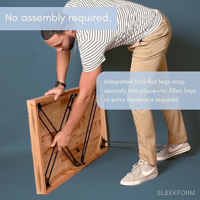 Sleekform Wood Folding Table - Portable Folding Desk - No Assembly Easy Fold Desks for Small Spaces - Space Saving Collapsible Computer Tables for Work Writing Crafts