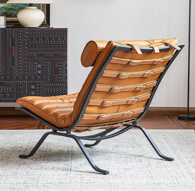 Leather Upholstered Armless Chair Modern Design Luxury Lounge Chair (Brown)