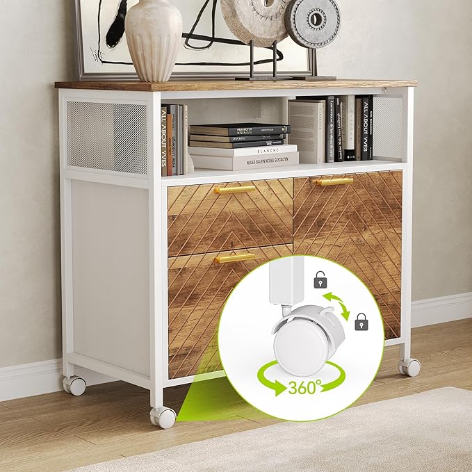 LITTLE TREE 63-Inch Office Desk with 31.5-Inch Lateral File Cabinet Study Writing Desk Computer Desk for Home Office