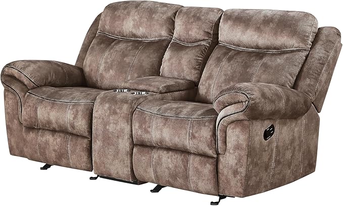 Acme Zubaida Reclining Loveseat with USB Dock and Console in Chocolate Velvet