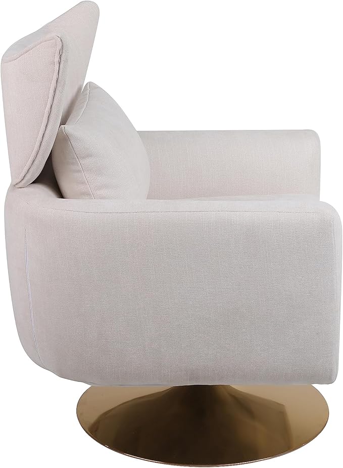 JOSHEN 360 Swivel Accent Chair IndoorModern Linen ArmchairComfortable Upholstered Lounge Chair with Metal Base for Living RoomApartmentOfficeBeige