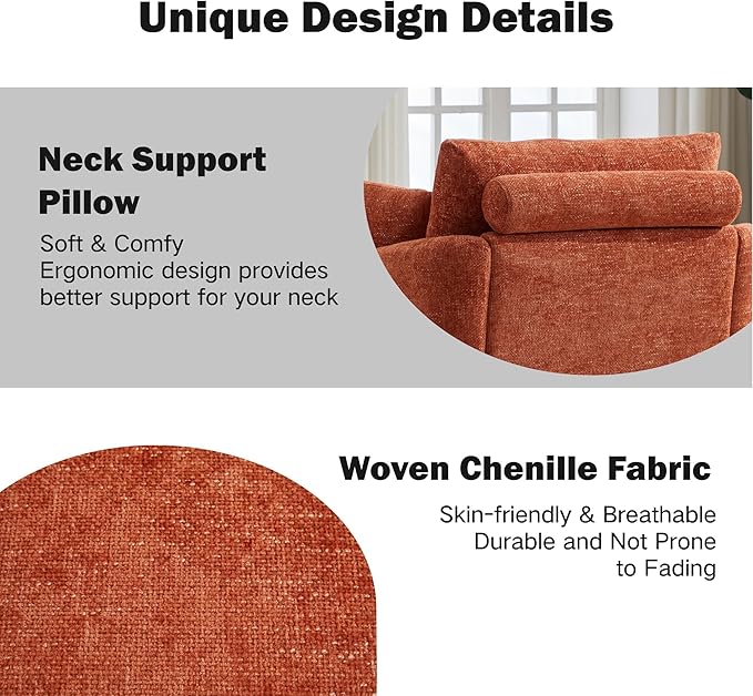 Chifee &amp Vingol 40.6 Oversized Swivel Accent ChairChenilleOrange