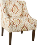 Homepop Home Decor | Upholstered Classic Swoop Arm Accent Chair | Accent Chairs for Living Room &amp Bedroom | Decorative Home FurnitureOrange and Cream Medallion