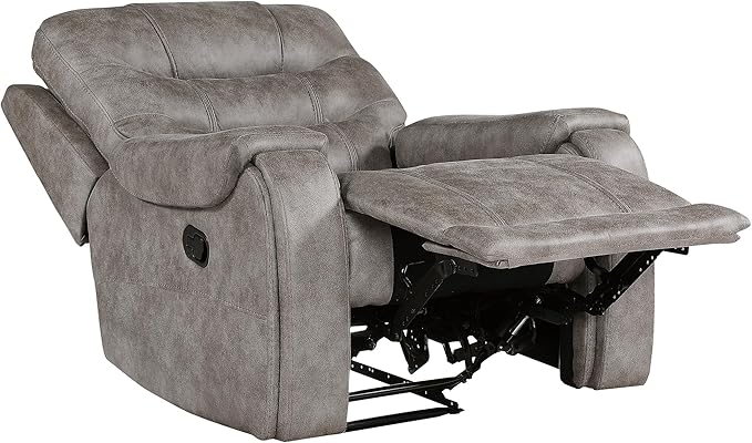 Lexicon Manual Recliner Chair Home Theater Seating Recliner Armchair Polished Microfiber Wall Hugger Manual Reclining Sofa Chair for Living Room/Office/Apartment Grayish Brown