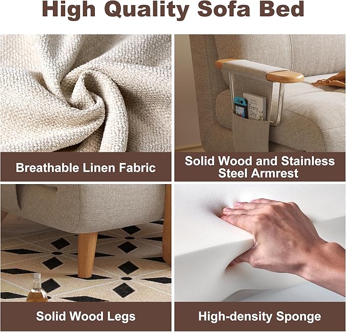 5-in-1 Single Convertible Sofa Bed with Storage 5-Position Adjustable Backrest Modern Compact Sleeper Chair for Small Spaces 28 for Guest Room or Living Room