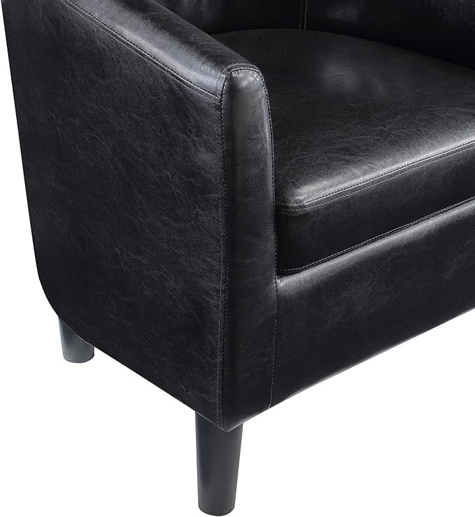 Convenience Concepts Take a Seat Churchill Accent Chair with Ottoman Black Faux Leather