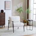 Merax 27.56 Modern Accent Chair with Plush Cushions Minimalist Metal Frame and Wooden Armrest DesignPerfect for Cozy Living Room Bedroom or Office SeatingWhite