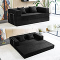 Compression Sofa - 78''Convertible Floor Sofa Bed - with Pillow Back Support Armrest - Comfy Foldable Sofa Bed Compressed Sofa in Box - Corduroy Fabric - for Living Room Bedroom - Obsidian