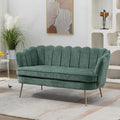 Anwick 59 Small Modern Chenille Loveseat Sofa 2-Seater Sofa with Gold Metal Legs Small Couch with Flower Shaped Back for Living Room Bedroom Office(Green)