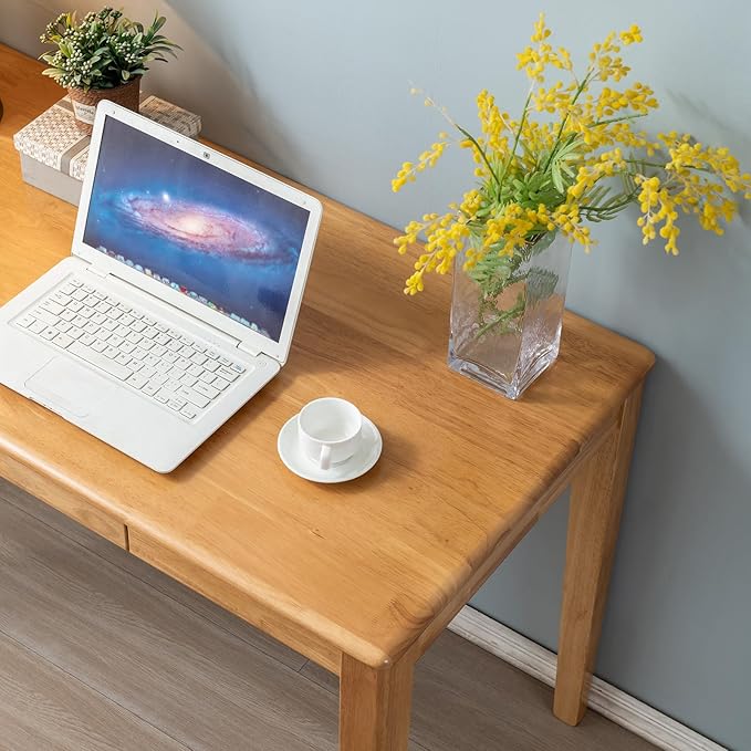 Solid Wood Desk Gaming Study Home Office Desks for Work Student PC Desk for Bedroom Small Computer Desk for Small Spaces Easy to Assemble