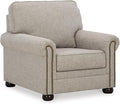 Signature Design by Ashley Gaelon Transitional Upholstered Chair with Nailheads Light Gray