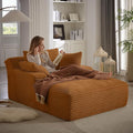 67 Inch Chaise Lounge Chair Indoor Oversized Corduroy Upholstered Boneless Sofa Bed Deep Seat Sleeper Couch Reading Chairs Cloud Sofas Couches for Living Room No Assembly Required (Orange)