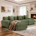 120 Modular Cloud Couch Sectional Boneless Couch with Ottoman Modern Modular L-Shaped Sofa Bed with Deep Seat Upholstered 3-Seater Sectional Couches for Living Room Apartments (Green)