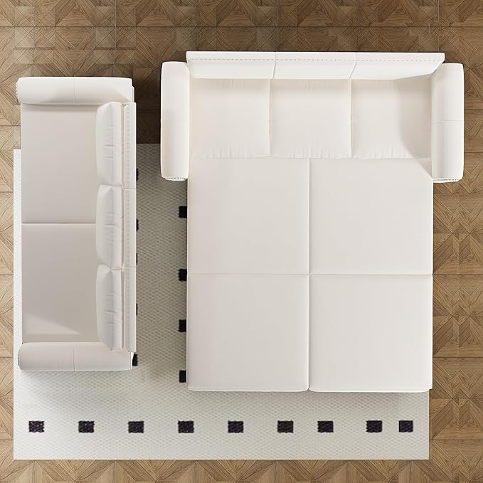 93.7 King Pull Out Sofa Bed 3 in 1 Convertible Sleeper Sofa 3 Seat Couch with Nailhead Trim &amp Rolled Arm for Living Room Apartment Office Beige Velvet