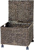 Trademark Innovations Rolling File Box Wicker File Cabinet Hanging File Baskets Water Hyacinth Storage Basket (Brown)