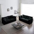 GNIXUU Living Room Furniture Sets 2 Pieces Loveseat Sofa | Modern Chenille Deep Seat 2+2 Seat Black