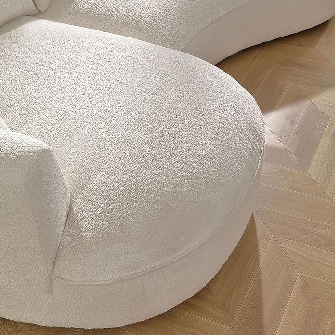 124.8 Beige Bonded Cloud Curved Sofa Living Room Modern Upholstery Boucle Comfy Cream White Modular Sectional Sofa with Pillows (Beige-Left Chaise Lounge 124.8 W x 63.9 D x 28.1 H)