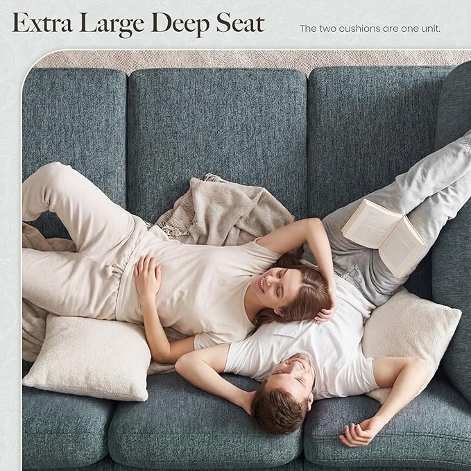 Belffin 86.2 Sectional Sleeper Sofa Bed with Deep Seat Cloud Modular Sectional Couches for Living Room. Blue Grey Sofa