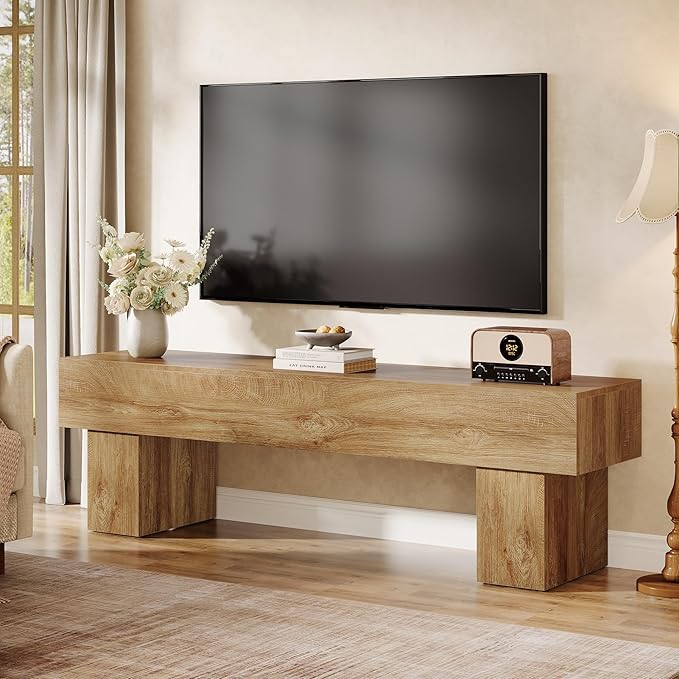 Tribesigns 63 TV Stand Farmhouse Entertainment Center Low TV Console Table for Living Room Long Media Console Television Stands for 55/60/65 Inch TV
