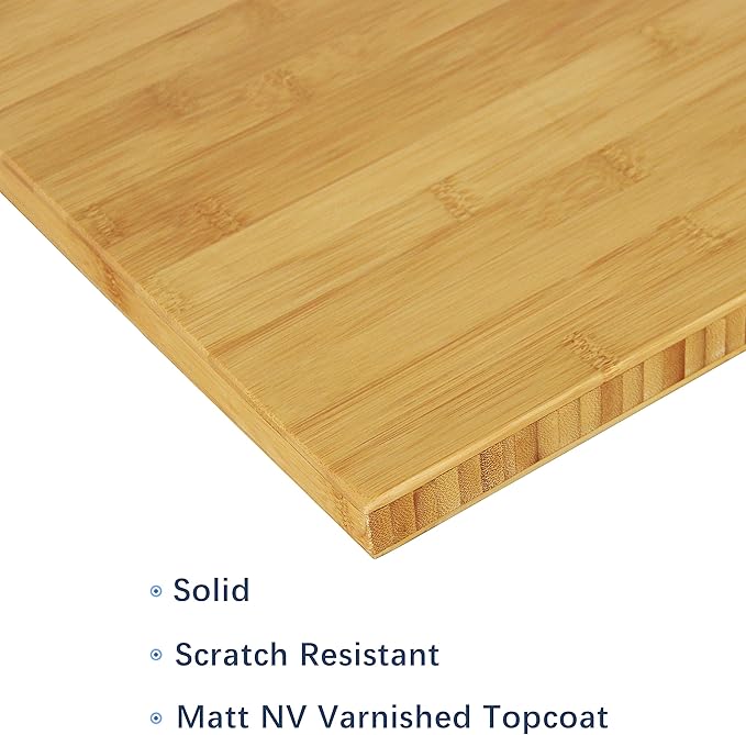 VWINDESK 80 x 30 x 1 Inch 100% Solid Bamboo Desk Table Top Onlyfor Standing Desk Home Office Desk with 80mm Grommets(Right Angle)